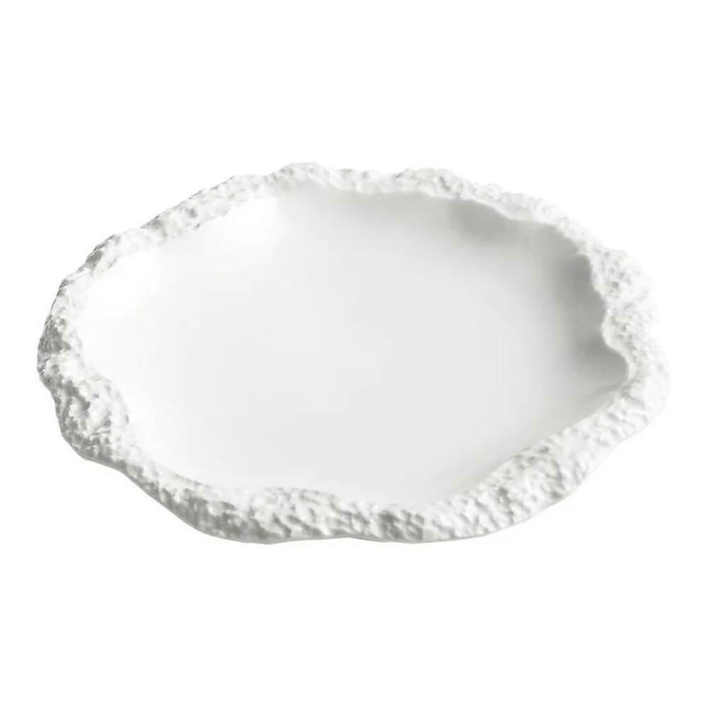 Ceramic Dinner Plate with Irregular Shape, Solid Color Pasta and Steak Serving Tray, Medium Size