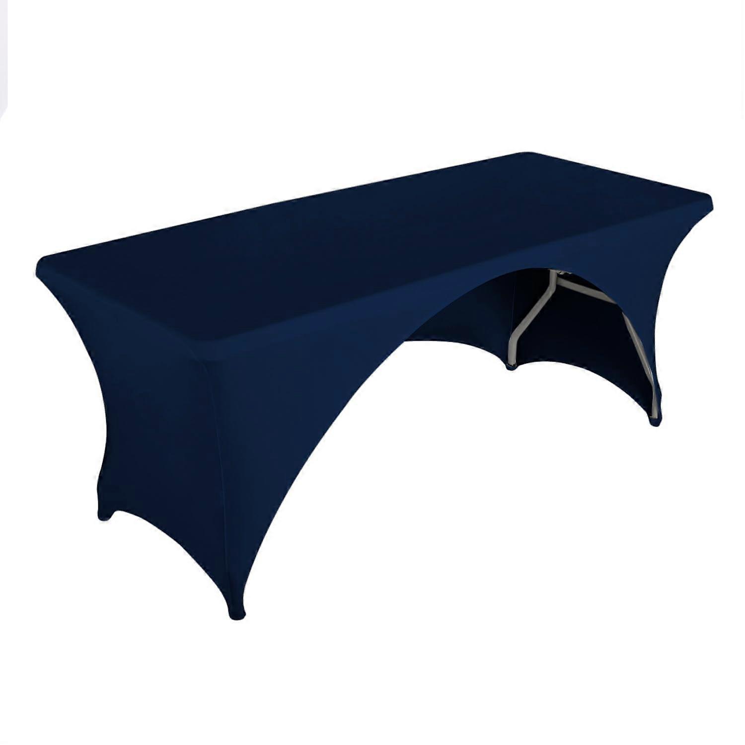 Fitted Table Cover for 6 Foot Folding Table, WrinkleResistant Spandex, Open Back Navy 72'x30'