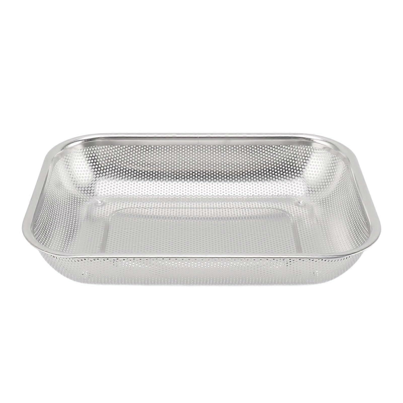 Stainless Steel Rectangular Mesh Colander Basket for Fruits and Vegetables, Small RustResistant
