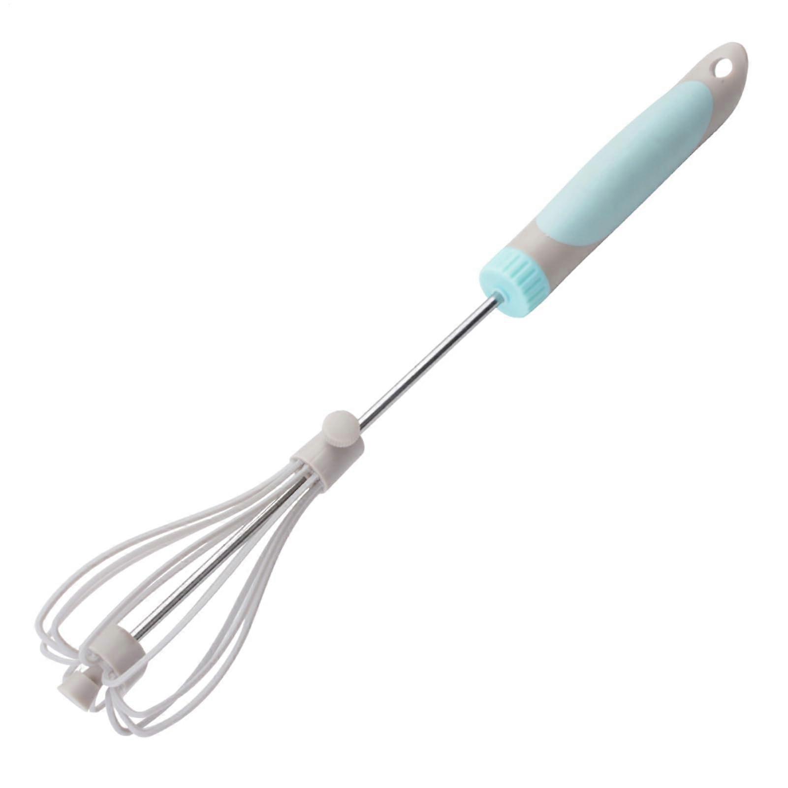 Hand Push Whisk Semi Automatic Egg Beater with Spring Coil Effortless Blending Stainless Steel