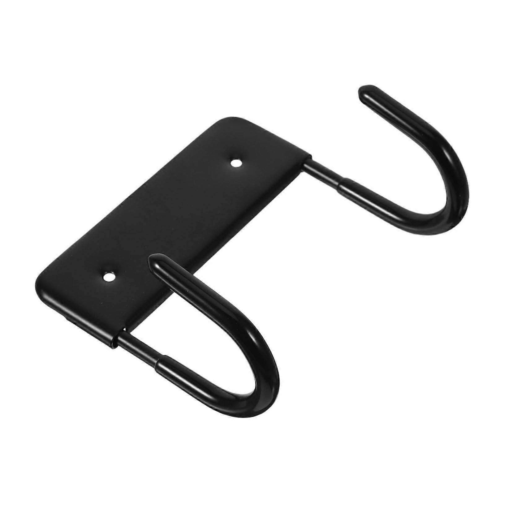 Ironing Board Wall Mount Holder with Heavy Duty Hooks, SpaceSaving Door Storage Rack, Black