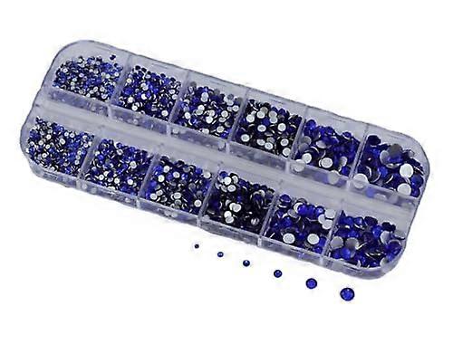 Blue Sapphire Nail Art Rhinestones Kit, MultiSize Flatback Crystals with Storage Box
