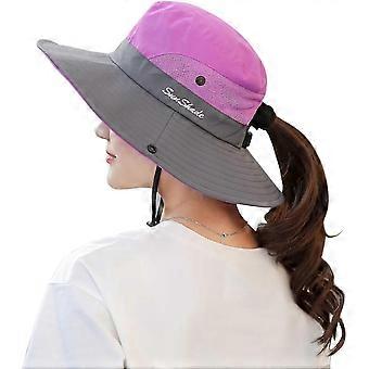 Sombrero de cola de caballo para mujer, protección UV, plegable, de malla, de ala ancha, para pesca en la playa, novedad de 2026