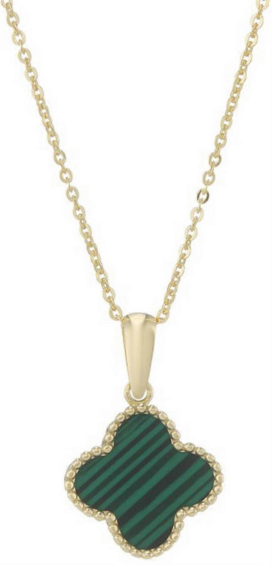 Mark Milton Malachite Flower Pendant - Yellow Gold/Green