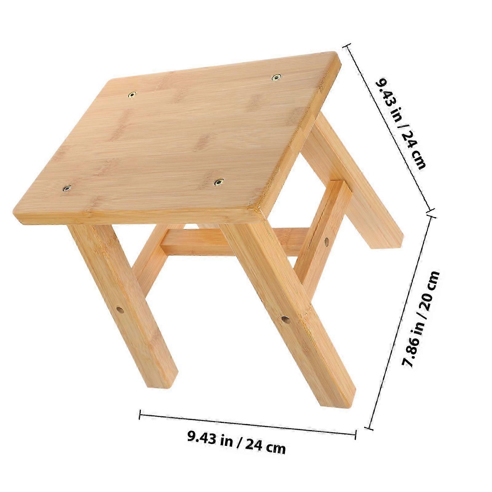 Light Yellow Bamboo Shoes Changing Stool for Home Use Comfortable Low Stool