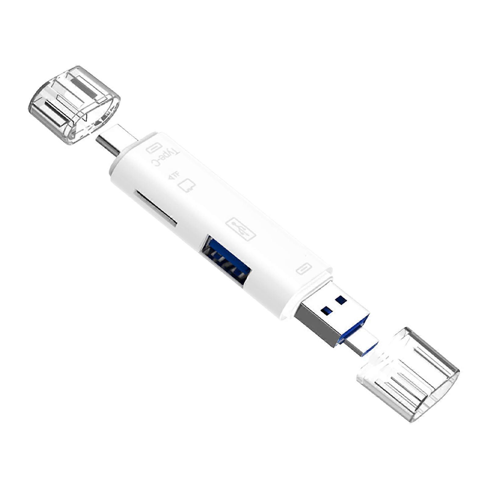 USB C Card Reader 5in1 USB 3.0 MultiCard Adapter Speed Data Transfer for Laptop Tablet Phone White
