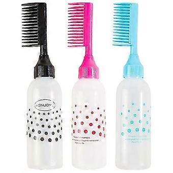 3pcs cor do cabelo Oleosidade Garrafas Raiz Comb Squeeze Aplicador Garrafa com pente