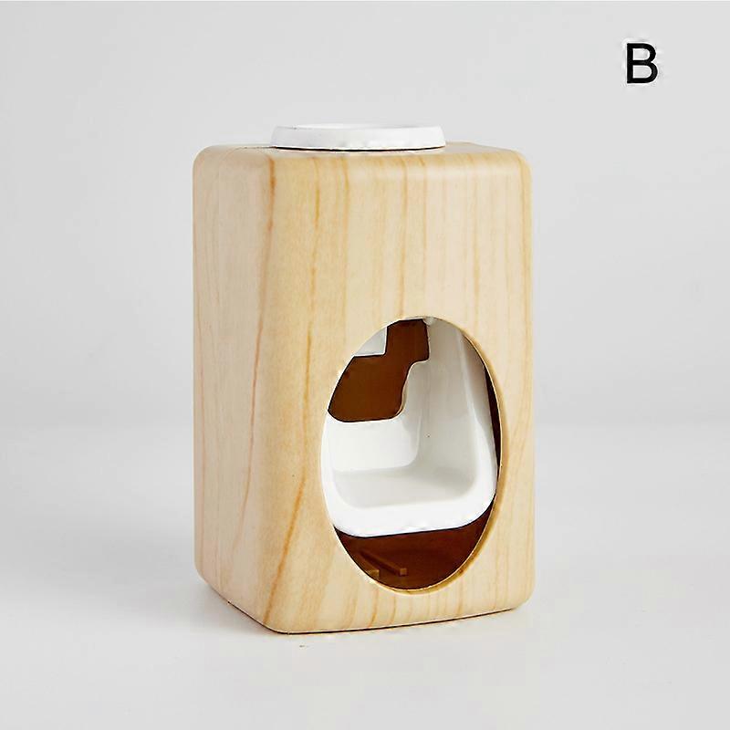 Wood Grain Wall-Mounted No-Punch Automatic Toothpaste Dispenser Toothpaste Frame Automatic Toothpaste Squeezer Household Tool