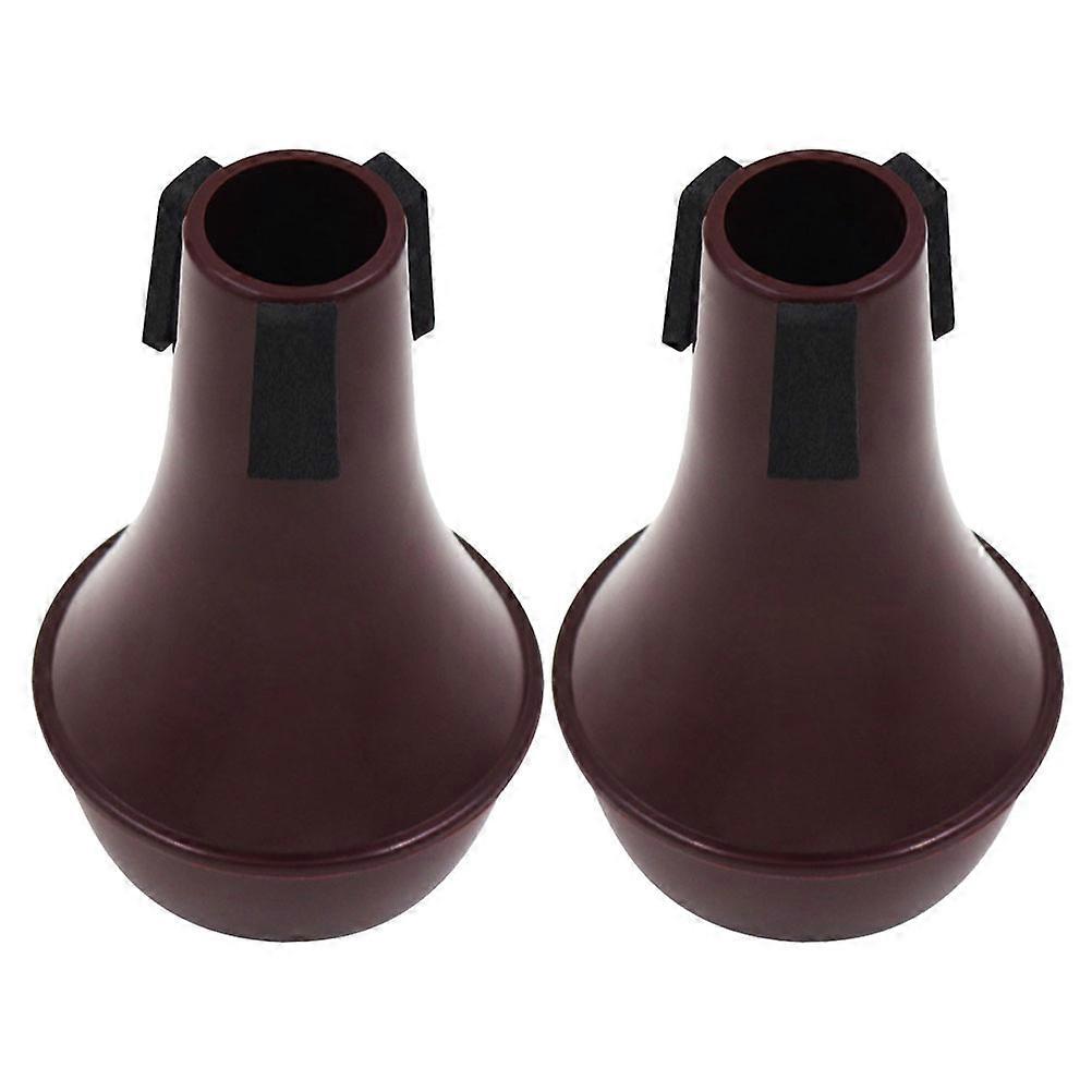 Trumpet Mute Plastic Trombone Silencer for Practice 2Pcs Brown ABS Material