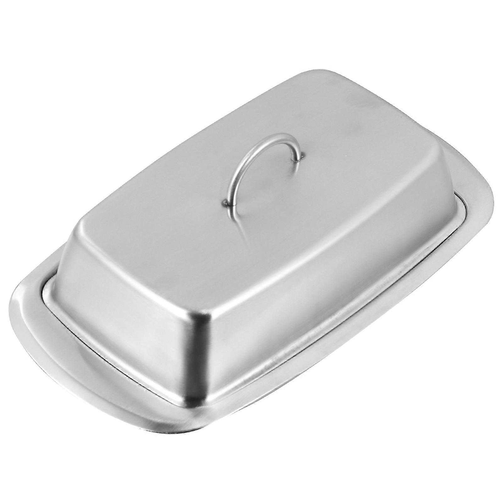 Stainless Butter Bowl Rectangular Storage Box Silver For Breakfast Table 1Pack