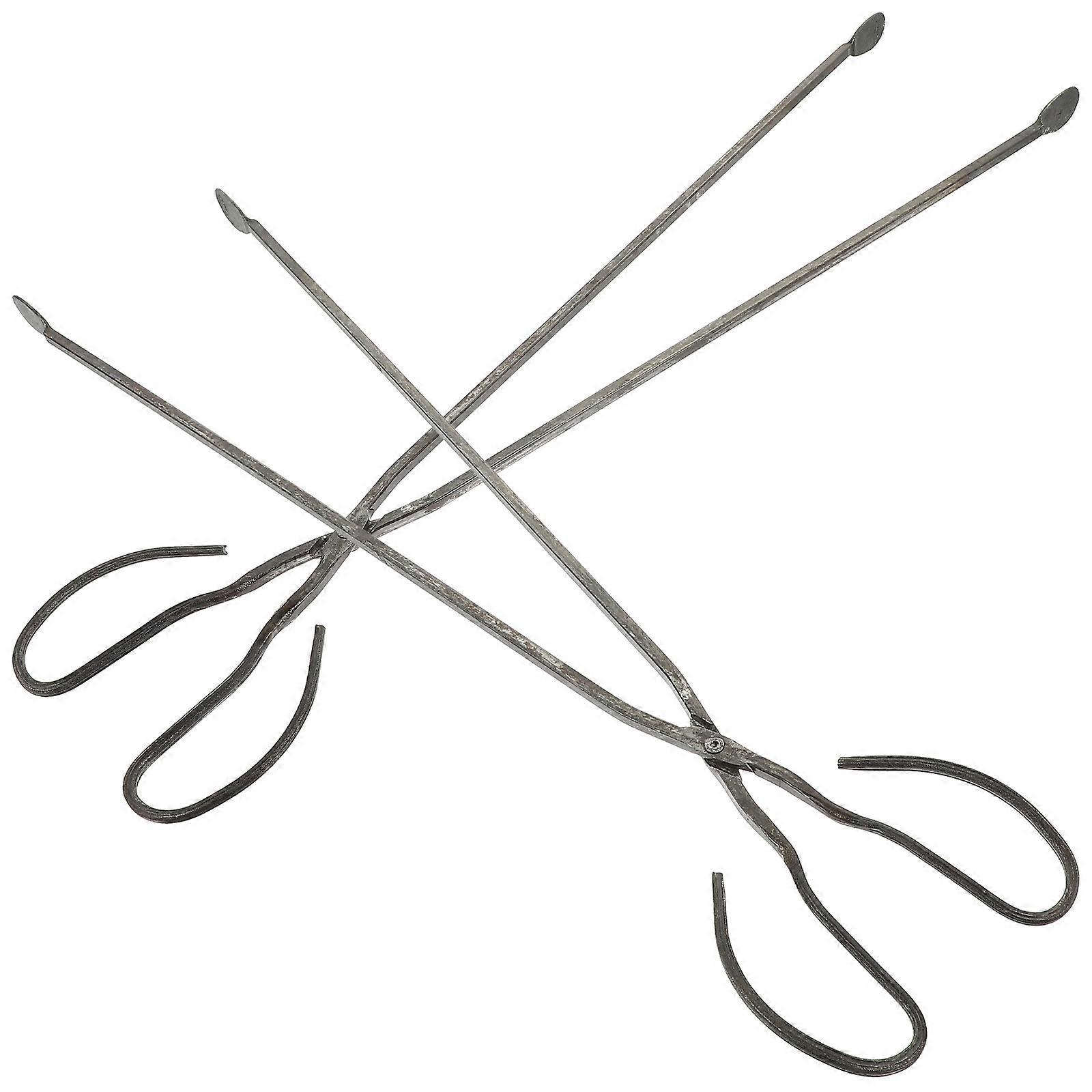 Trash Picking Clips Barbecue Tool Durable Flat Head For Wood Burning Stove 2Set