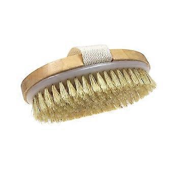 Körperbürste mit Naturborsten für sanftes Peeling trockener Haut mit ergonomischem Holzgriff
