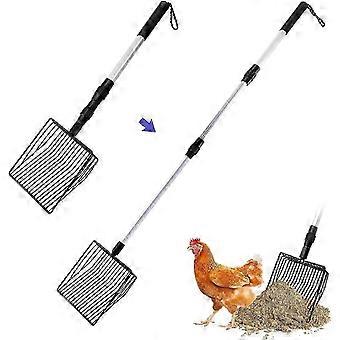 Adjustable Chicken Poop Scooper - 3-in-1 Sifting Shovel for Coop Cleaning, Durable Litter Scooper with 22.4-44in Handle