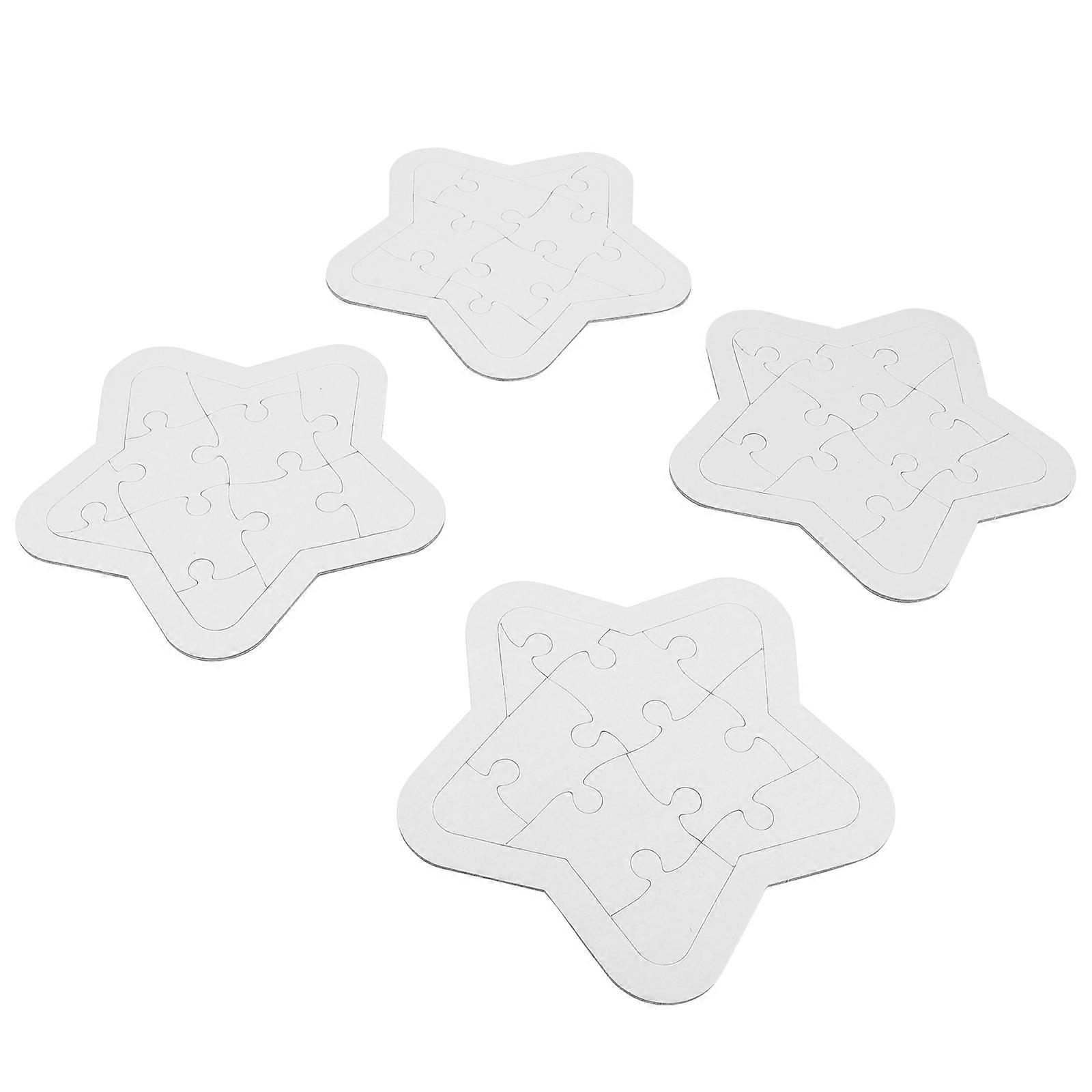 DIY Puzzle Five-Pointed Star Blank Coloring Puzzle Pieces 4Sets