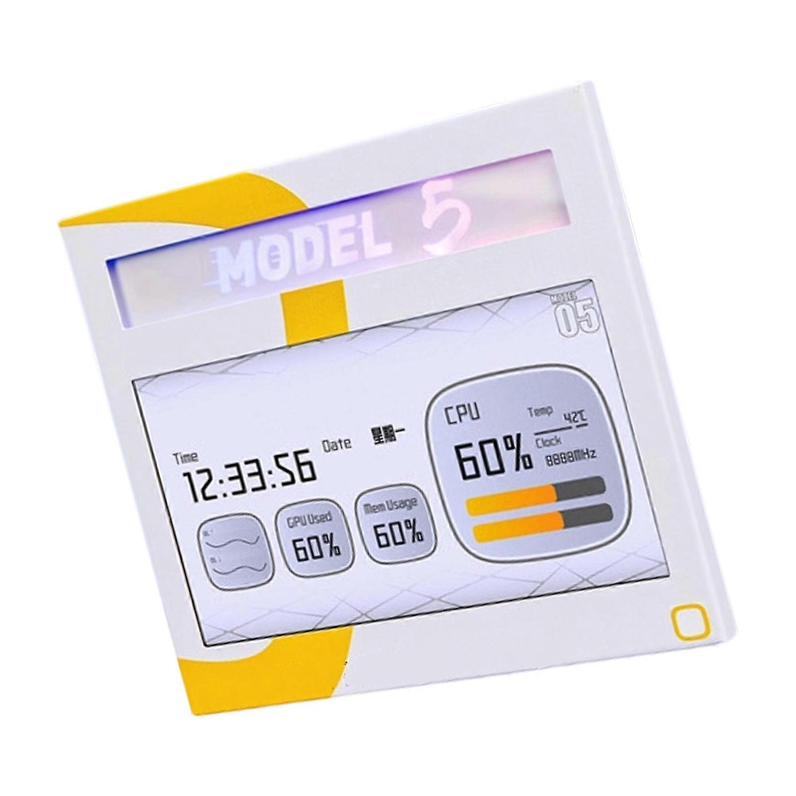 7inch Clear LCD Secondary Screen Panel For Computer Case Side Panel Easy Setup Wide Viewing Angle  White
