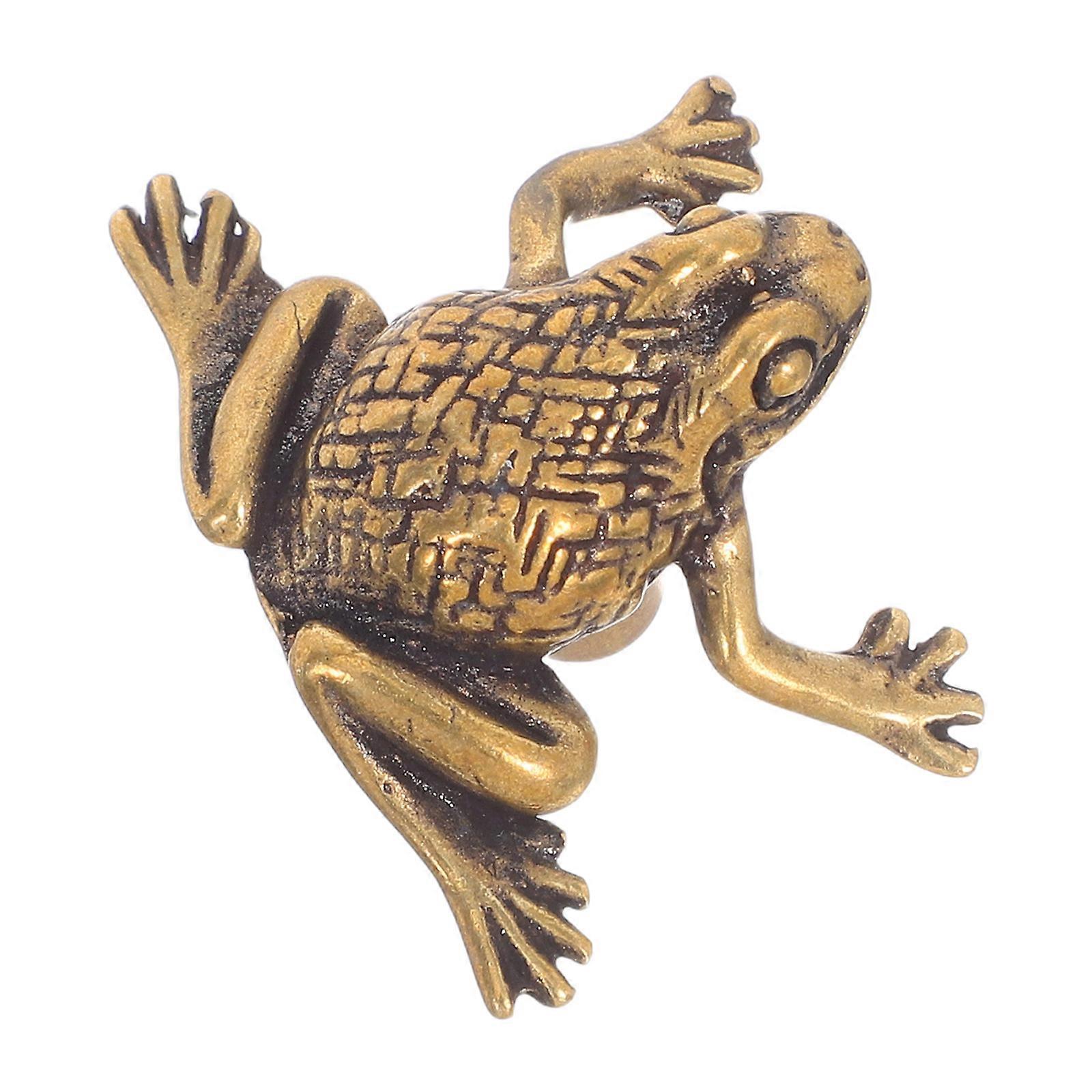 Vintage Brass Frog Door Knobs for Cabinet Use Brown Durable Hardware