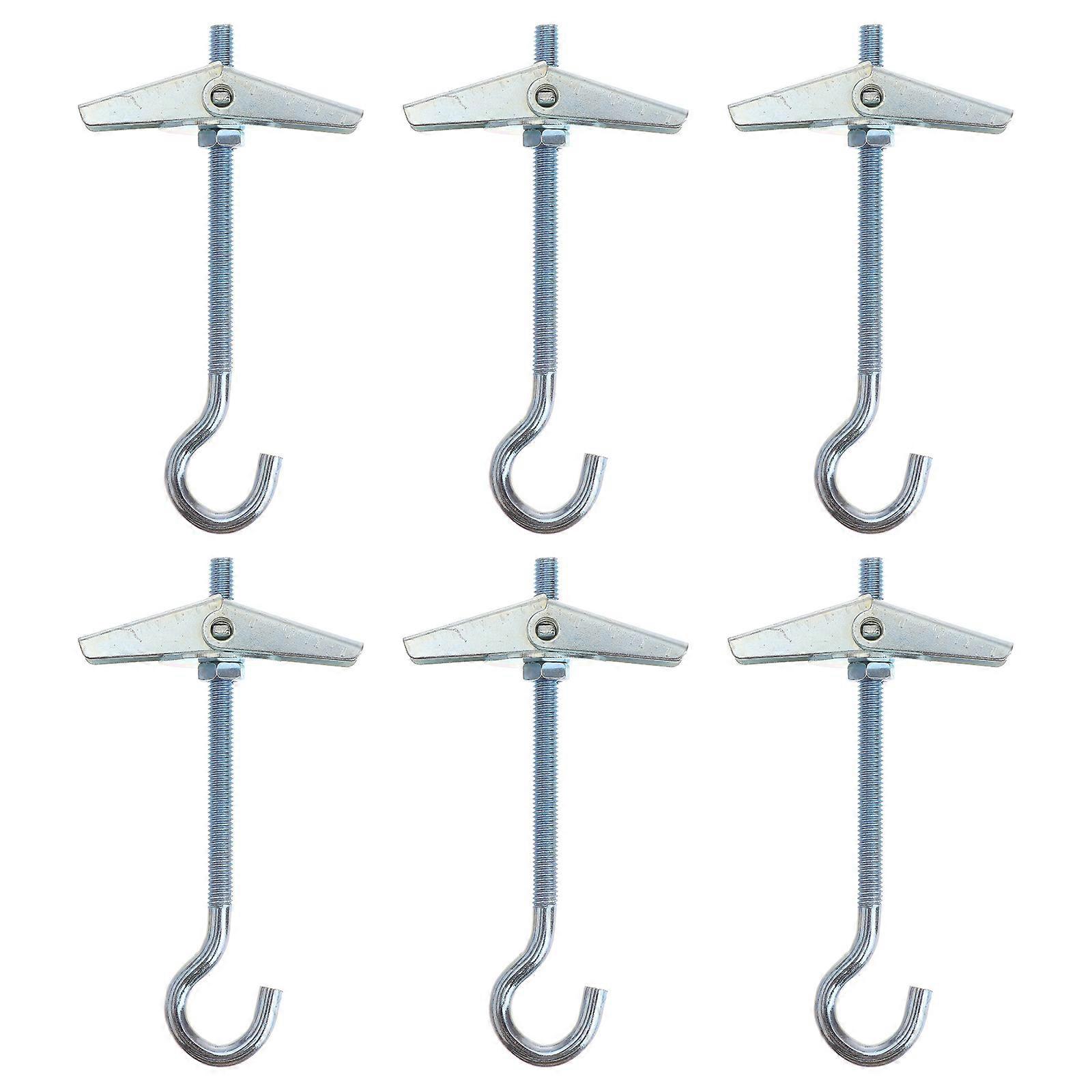 Silver Hanging Ceiling Hook for Hanging Things with Toggle Wings 6Pcs