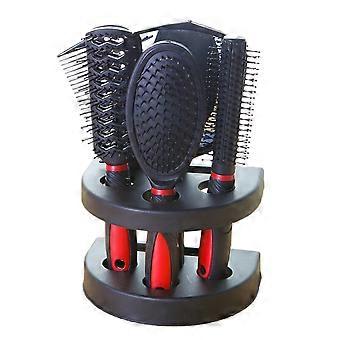 Hair Comb Comb Mirror Set for Detangling Hair Brush 5Pcs Kit Red