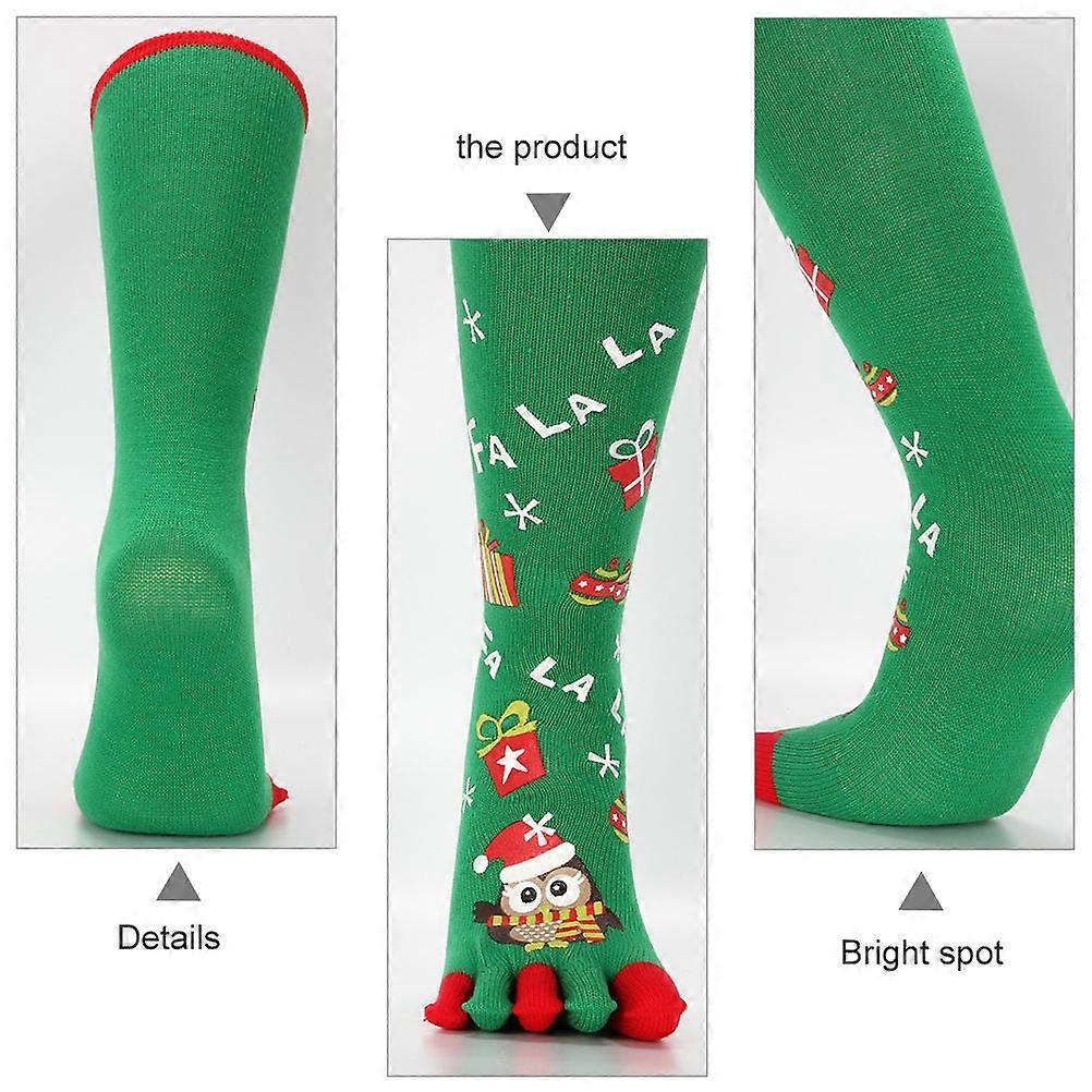 Creative Christmas Five Toe Socks for Wearing 2Pairs Comfortable Thickened Black