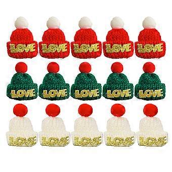 Conjunto de 15 Mini Chapéus Decorativos de Natal para Fazer Você Mesmo - Enfeite para Chapéu de Tricô - Decoração para Festas