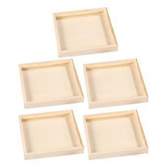 Wooden Nested Serving Trays for Puzzle Toy Storage with 20Pcs Square Trays