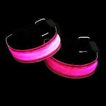 Night Running Safety Armlet LED Light Armband for 2Pcs Pink Nylon Material