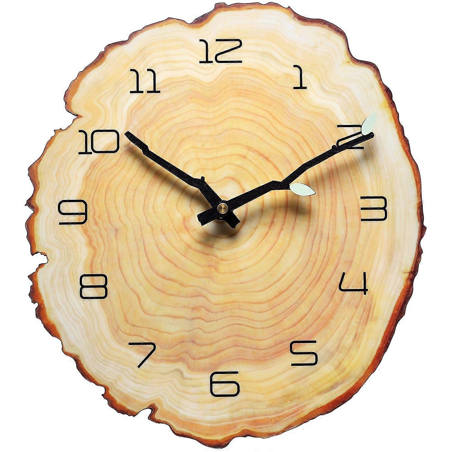 Creative Tree Ring Wall Clock, 12" Silent Non-Ticking MDF Clock with Unique Desi