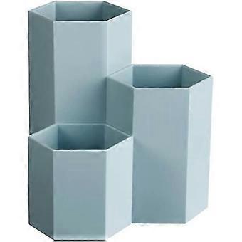 Plastic Hexagonal Pen Holder Pencil Storage Box Brush Holder Organizer Office Supplies, Blue