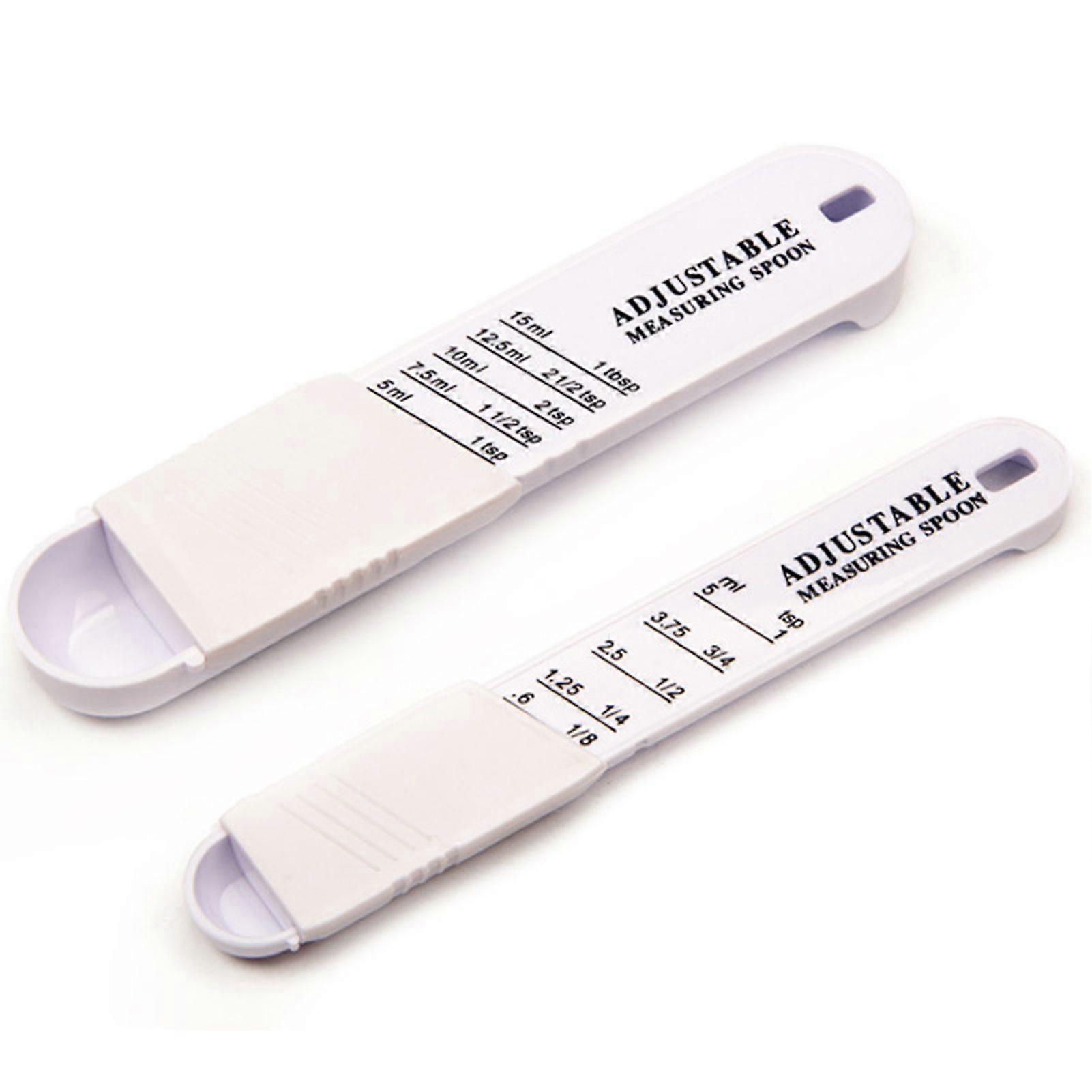 2Pcs Plastic Adjustable Kitchen Tool Seasoning Spoons for Solid Powder Liquid KAESI