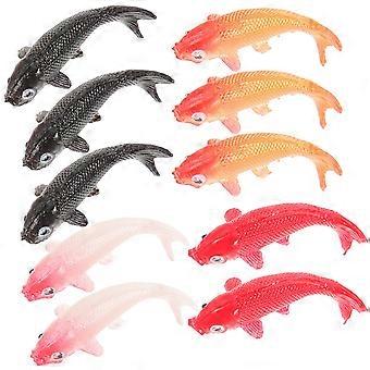 10pcs Small Carp Figurines Miniature Fish Models Sea Animals Toys Dollhouse Accessories(1:12 Scale)