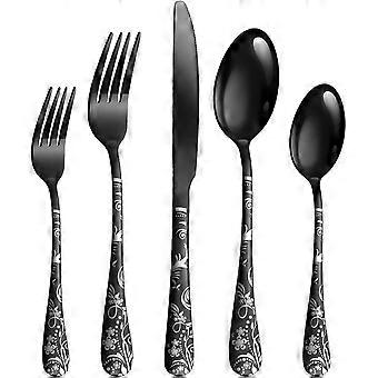 Bestikksett rustfritt stål for 4 personer - inkludert kniv, gaffel, skje, bestikkspeil polert, tåler oppvaskmaskin, campingbestikksett 20 Pcs_Special 