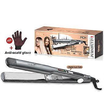 Professional Ceramic Hair Straightener & Curler 2-in-1 Flat Iron MCH Fast Heating Hair Styler 255°C LED Display Anti-Scald Glove EU Plug