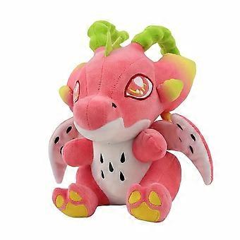Niedliches 24,99 cm großes Drachenfrucht-Plüschtier – Weiches Polyester-Kuscheltier in Weiß/Rot, perfektes Kawaii-Geschenk für Kinder [XR]