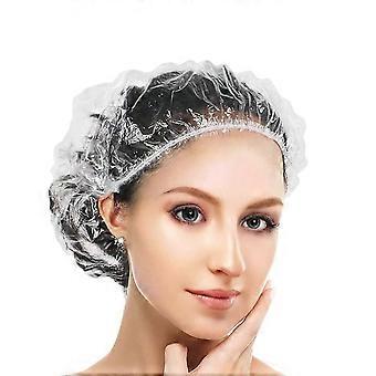 200pcs Disposable Shower Caps, Plastic Elastic Bath Cap compatible with Home Use, Hotel, Spa, And Hair Salon