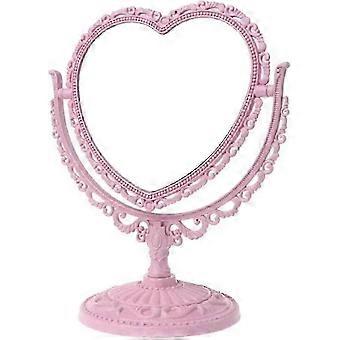 Heart-Shaped Cosmetic Mirror Double-Sided Rotatable Lightweight compatible with Bathroom Dresser 1 Pack