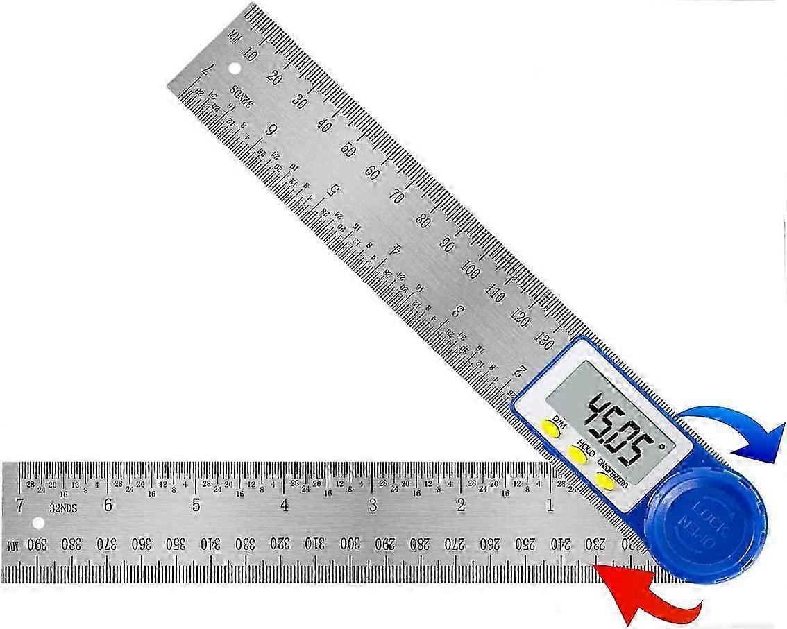 Digital Angle Protractor,360Measuring Range,Steel Ruler