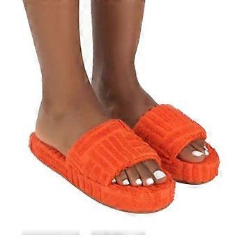 Terry Towelling Slider Slippers for Women Girls Slip-on Plush Shoes Household Winter Supply