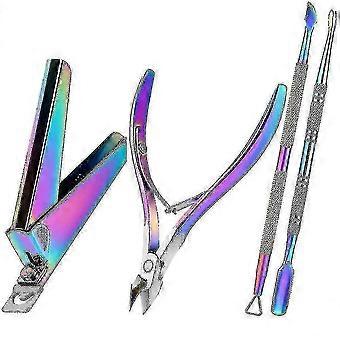 4 stuks nagelknipper set, roestvrij staal nep nageltips tondeuse trimmer met nagelriem pusher, nagel manicure set voor salon thuis nail art manicu