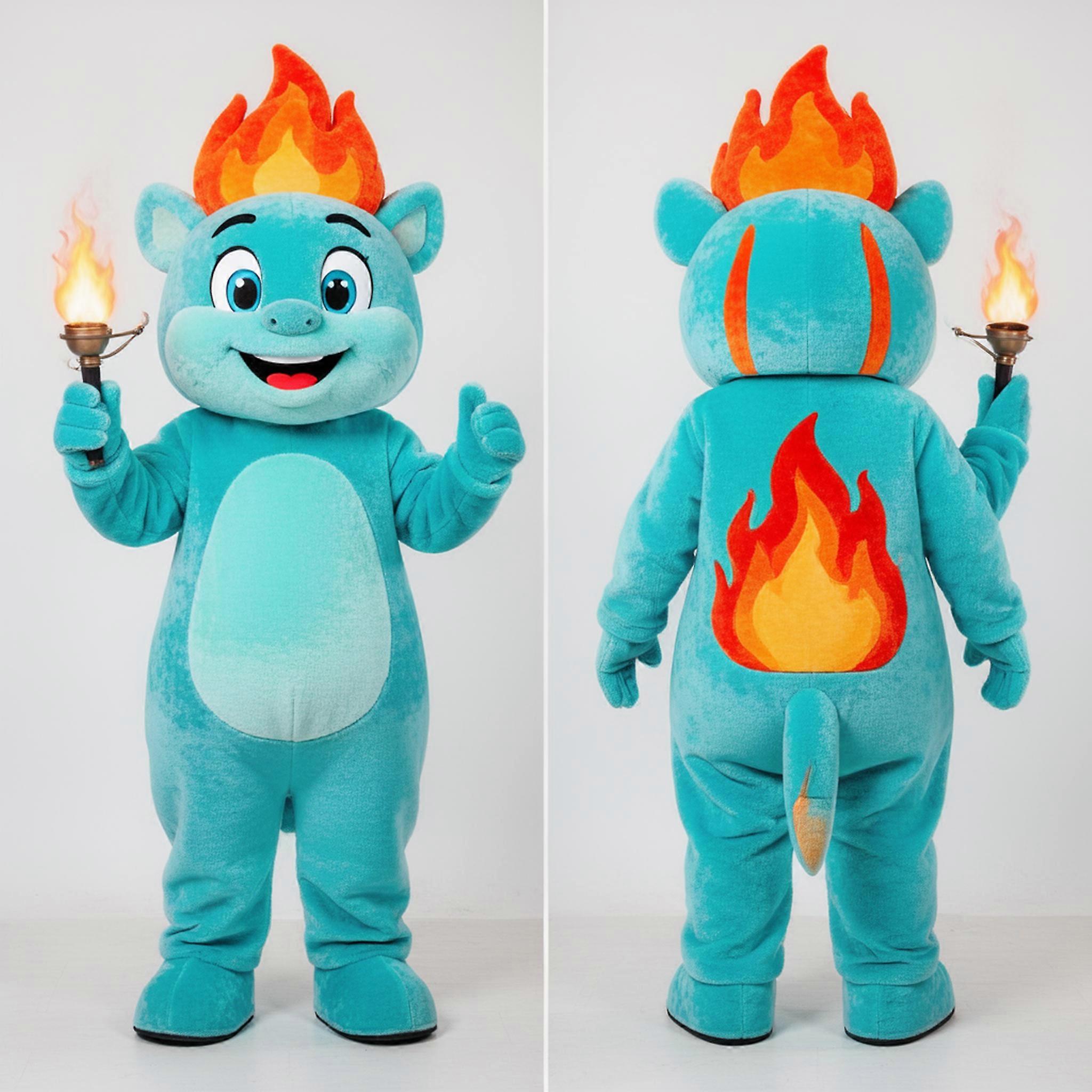 MASTICOT Cyan Vibrant Fire Eater Mascot