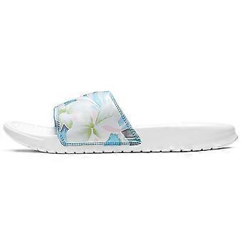 Nike Benassi Jdi Floral Flowers White Blue Slippers 'White Blue' Women's 618919-115