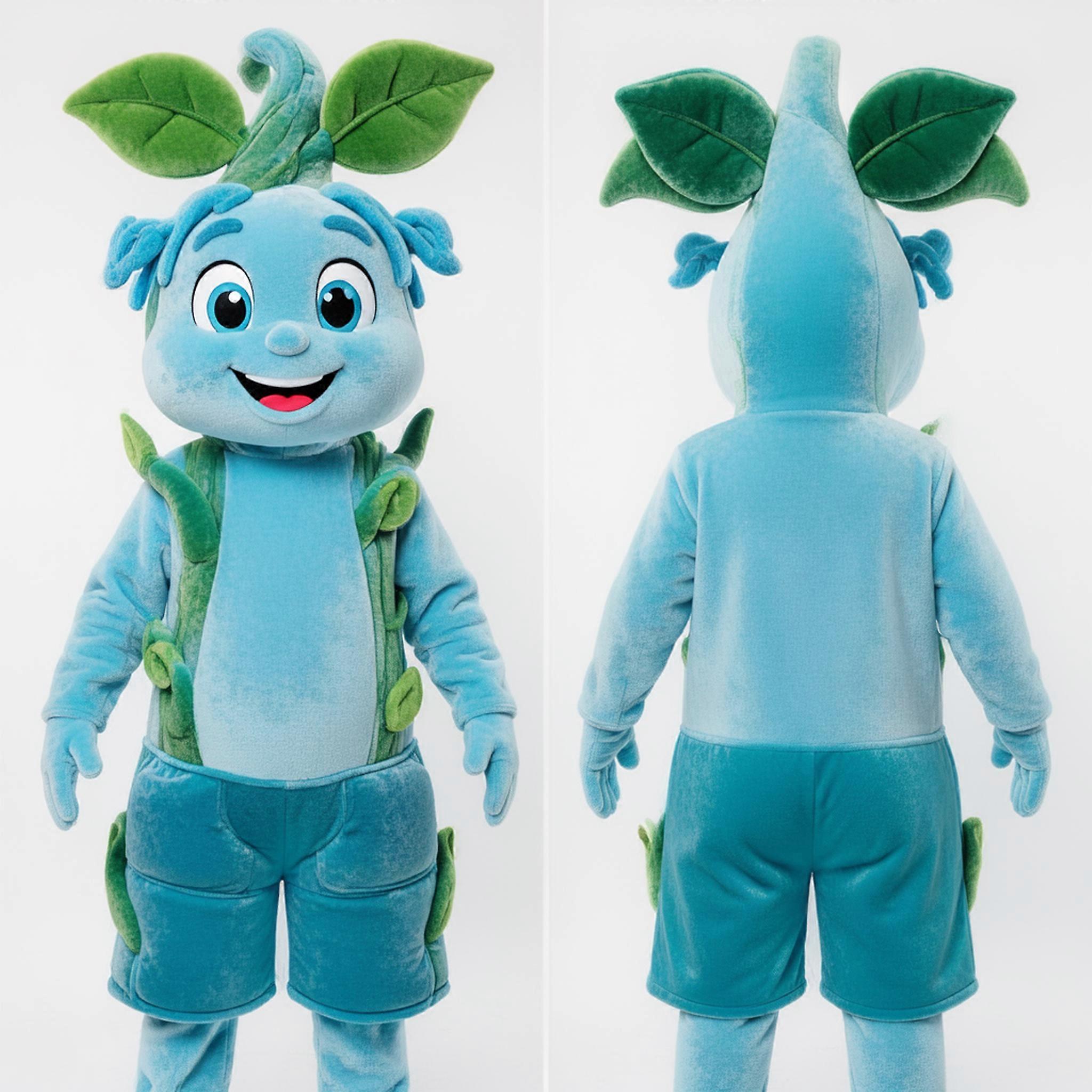 MASTICOT Sky Blue Cartoon Beanstalk Mascot