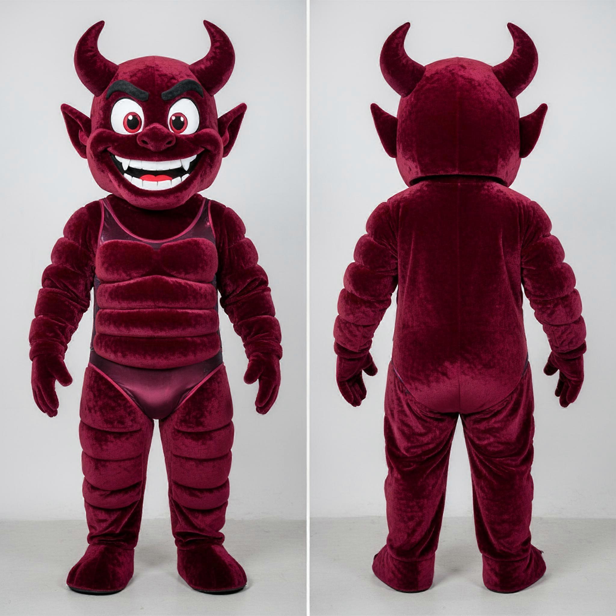 MASTICOT Maroon Grinning Demon Mascot