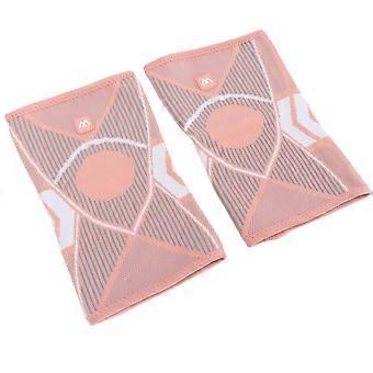 2 stuks sportieve kniebeschermers, ademende gebreide nylon kniebeschermers met elastisch touw aan 4 zijden, kniebeschermer voor hardlopen en klimmen, roze maat L