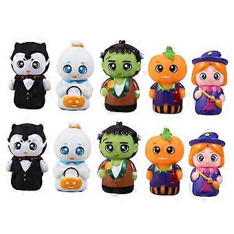 10pcs Halloween Finger Puppets for Kids, Soft Flexible PVC Design, Fun Interactive Party Set