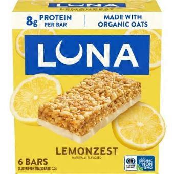 Luna Lemonzest Nutrition Bars, 6 Ea