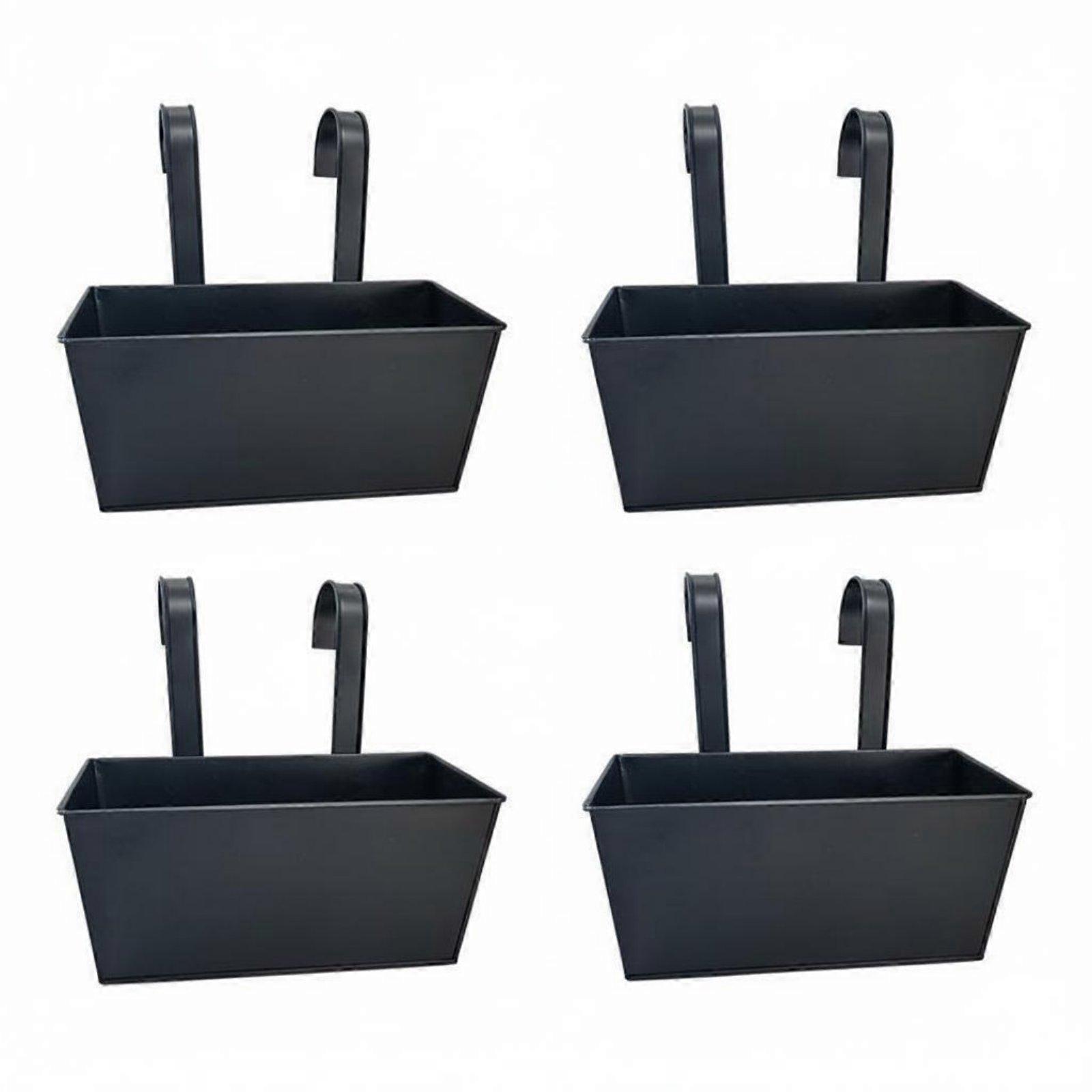 Metal Railing Planter Detachable Hooks Railing Planter Space-Saving Design