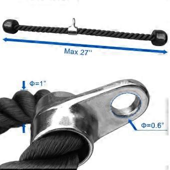 Training Pull Down Rope Triceps Push Down Rope 27IN Non Slip Cable Attachment for Gym