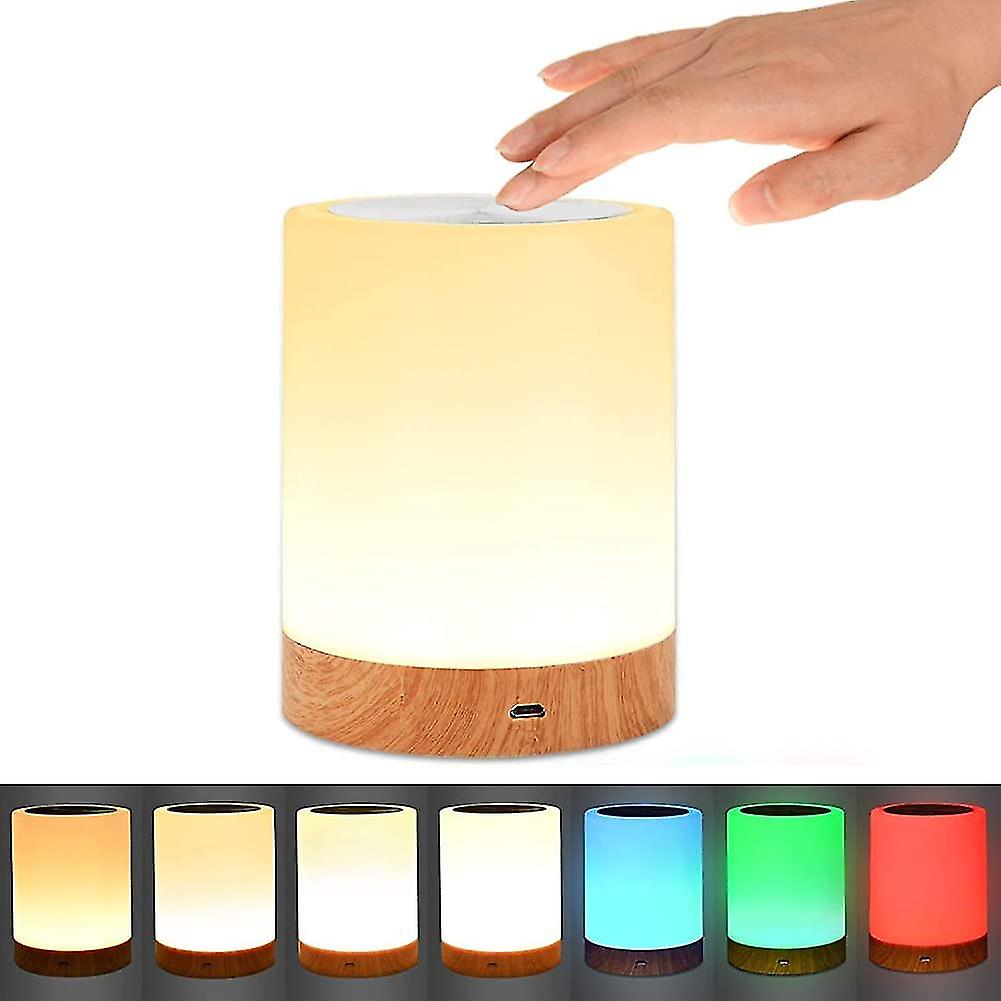 Table Lamp, Touch Sensor Bedside Lamps, Dimmable Warm White Light & Color