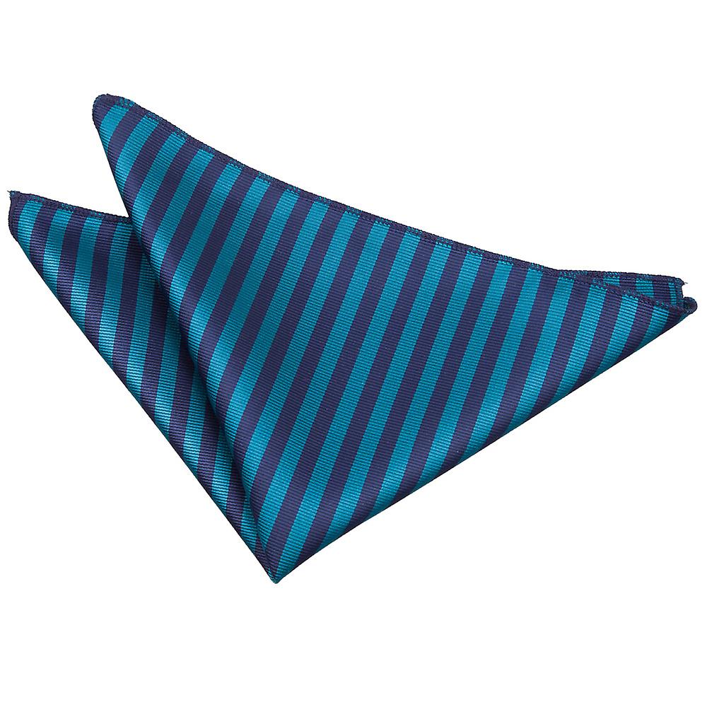 Navy Blue and Teal Thin Stripe Pocket Square