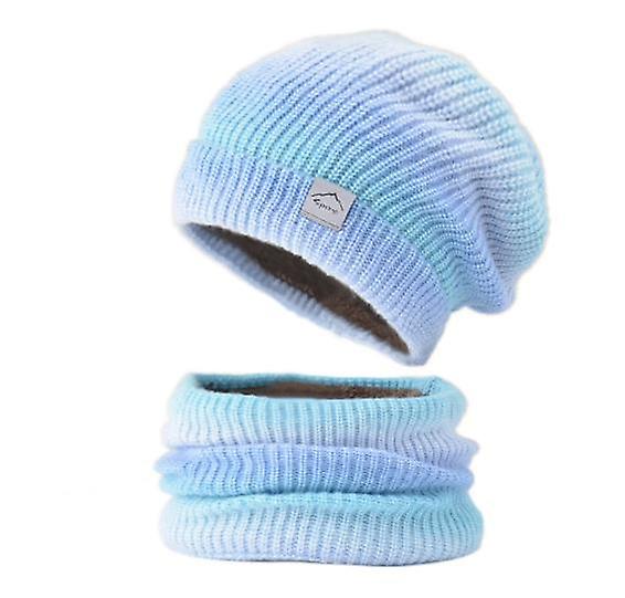 Kadın Şapka Sonbahar Ve Kış Degrade Renk Örme Şapka Açık Kalınlaştırılmış Sıcak Kulak Koruma Soğuk Önlük Şapka İki Parça Kadın